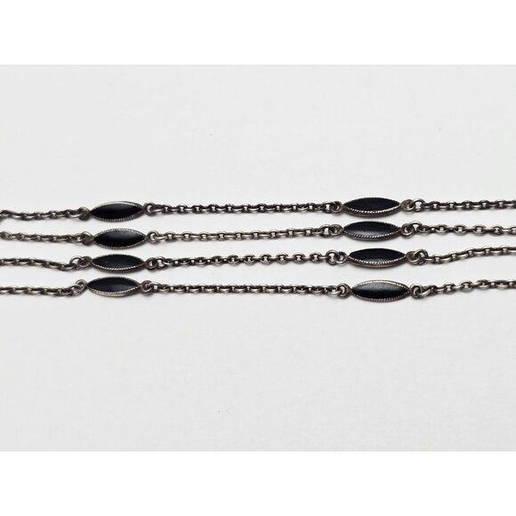 Vintage Art Deco Sterling Silver Black & Purple Enamel Pendant Watch Necklace - Picture 13 of 16